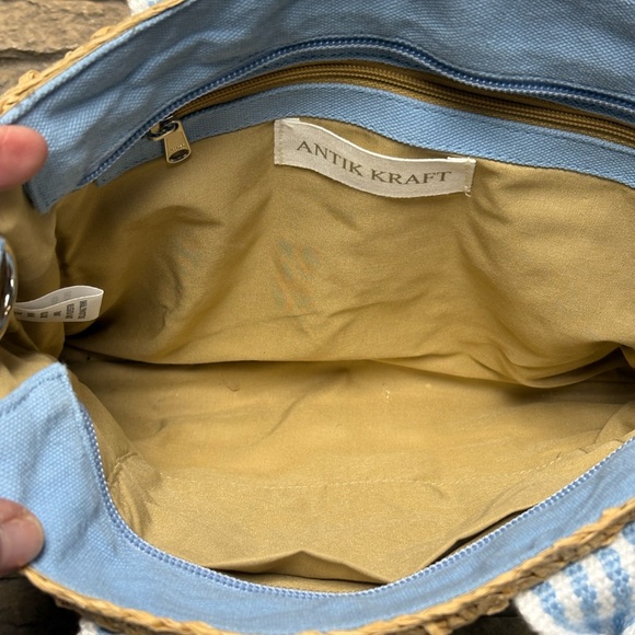 Antik Kraft Raffia Small Tote Bag Shoulder Bag Summer Vacation - Picture 6 of 8